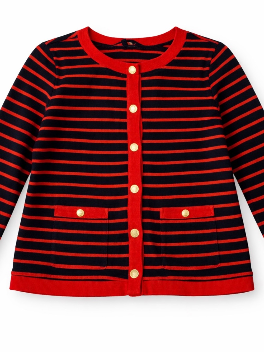 Talbots Navy and Red Striped Knit Sweater